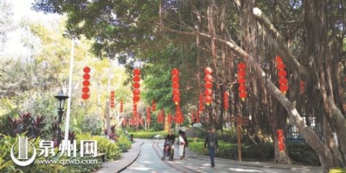 泉州市区八大公园梳妆打扮 张灯结彩喜乐迎年