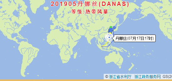 2019台风丹娜丝最新位置走势 卫星云图实时路线最新动态