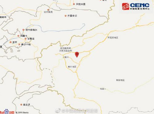 新疆喀什地区伽师县发生3.8级地震 震源深度19千米
