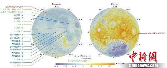 月面着陆点分布图。国家天文台/供图