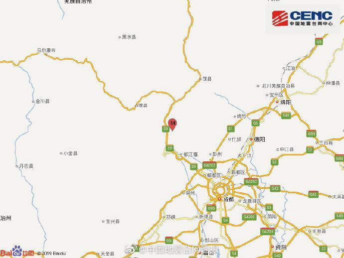 四川阿坝州汶川县发生3.4级地震震源深度22千米