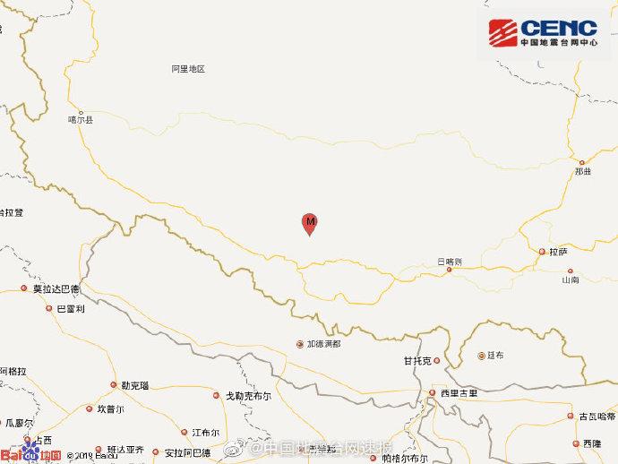 西藏阿里地区措勤县发生3.6级地震震源深度8千米