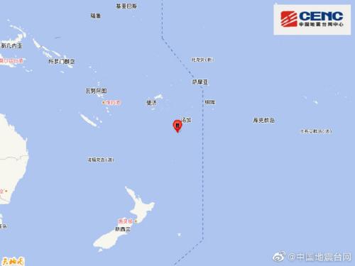 斐济群岛以南发生5.8级地震震源深度130千米